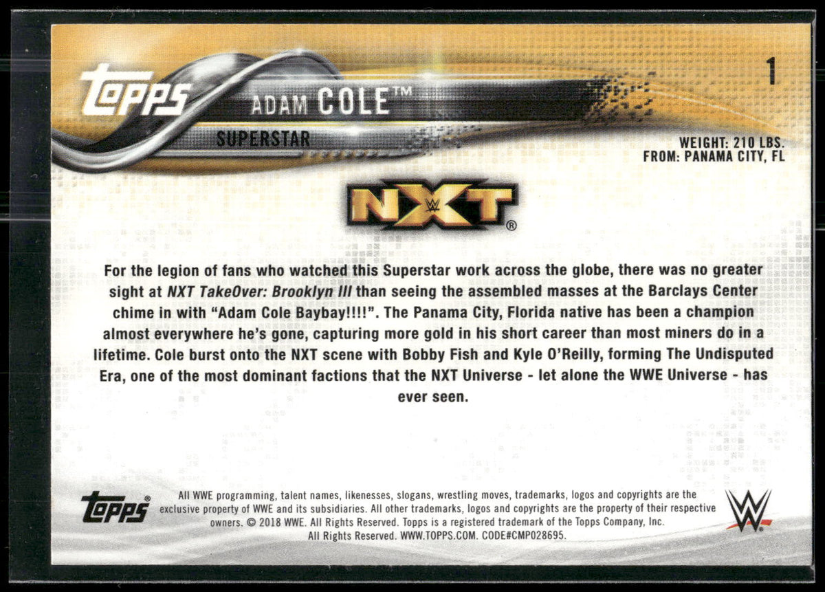 2018 Topps WWE #1 Adam Cole