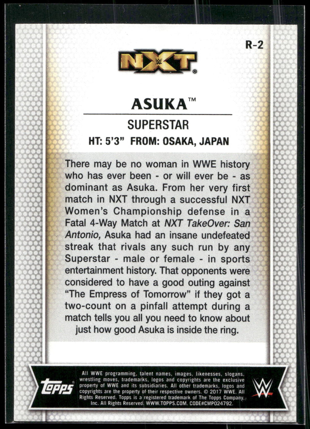 2017 Topps WWE Women's Division #R-2 Asuka