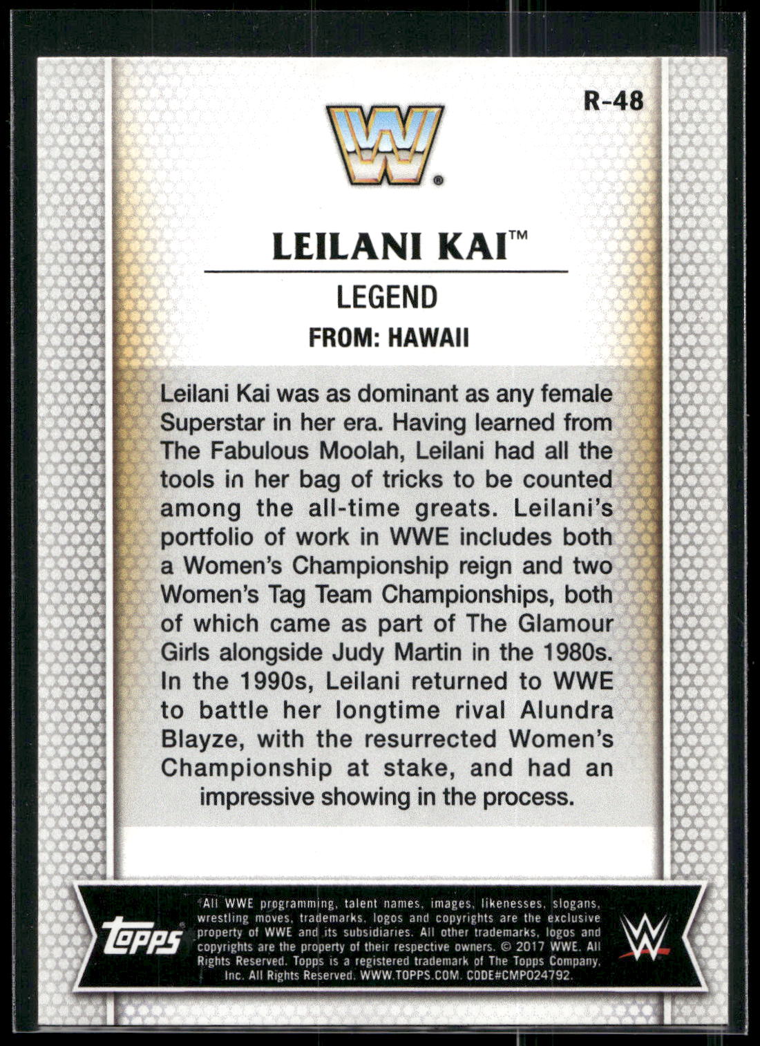 2017 Topps WWE Women's Division #R-48 Leilani Kai