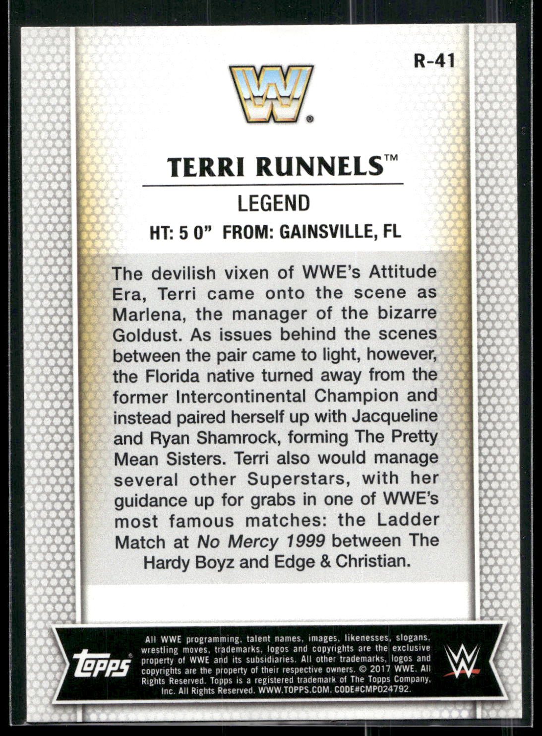 2017 Topps WWE Women's Division #R-41 Terri Runnels