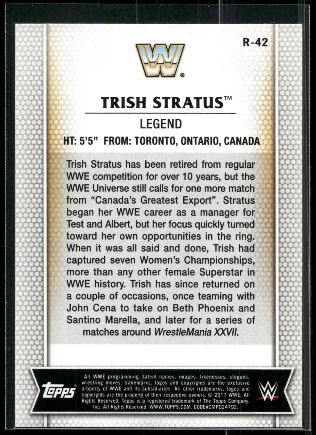 2017 Topps WWE Women's Division #R-42 Trish Stratus