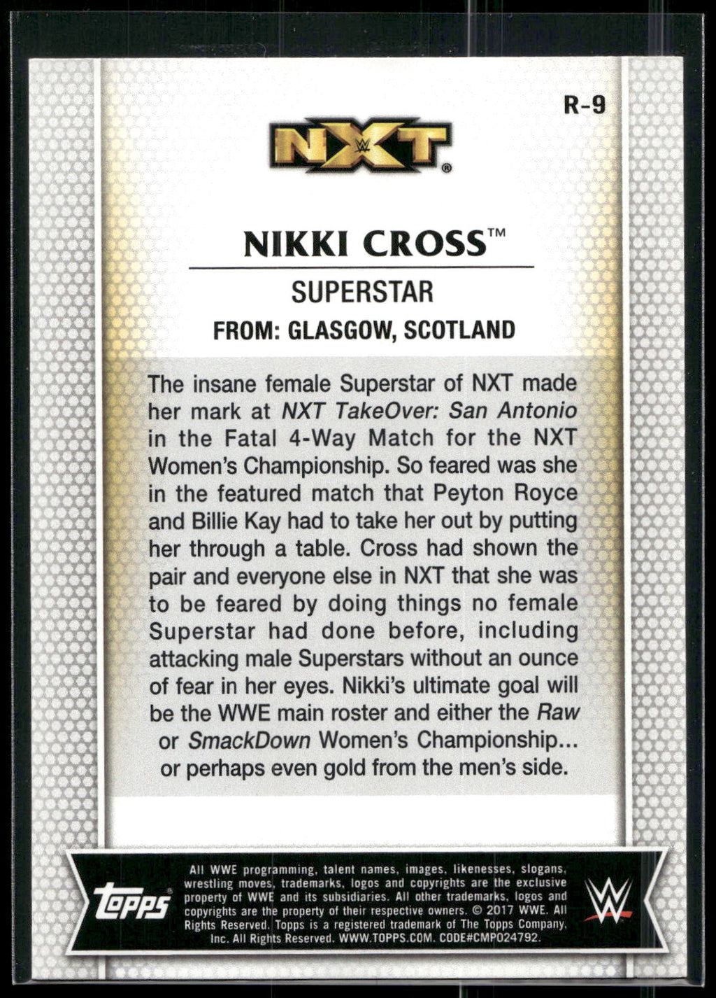 2017 Topps WWE Women's Division #R-9 Nikki Cross