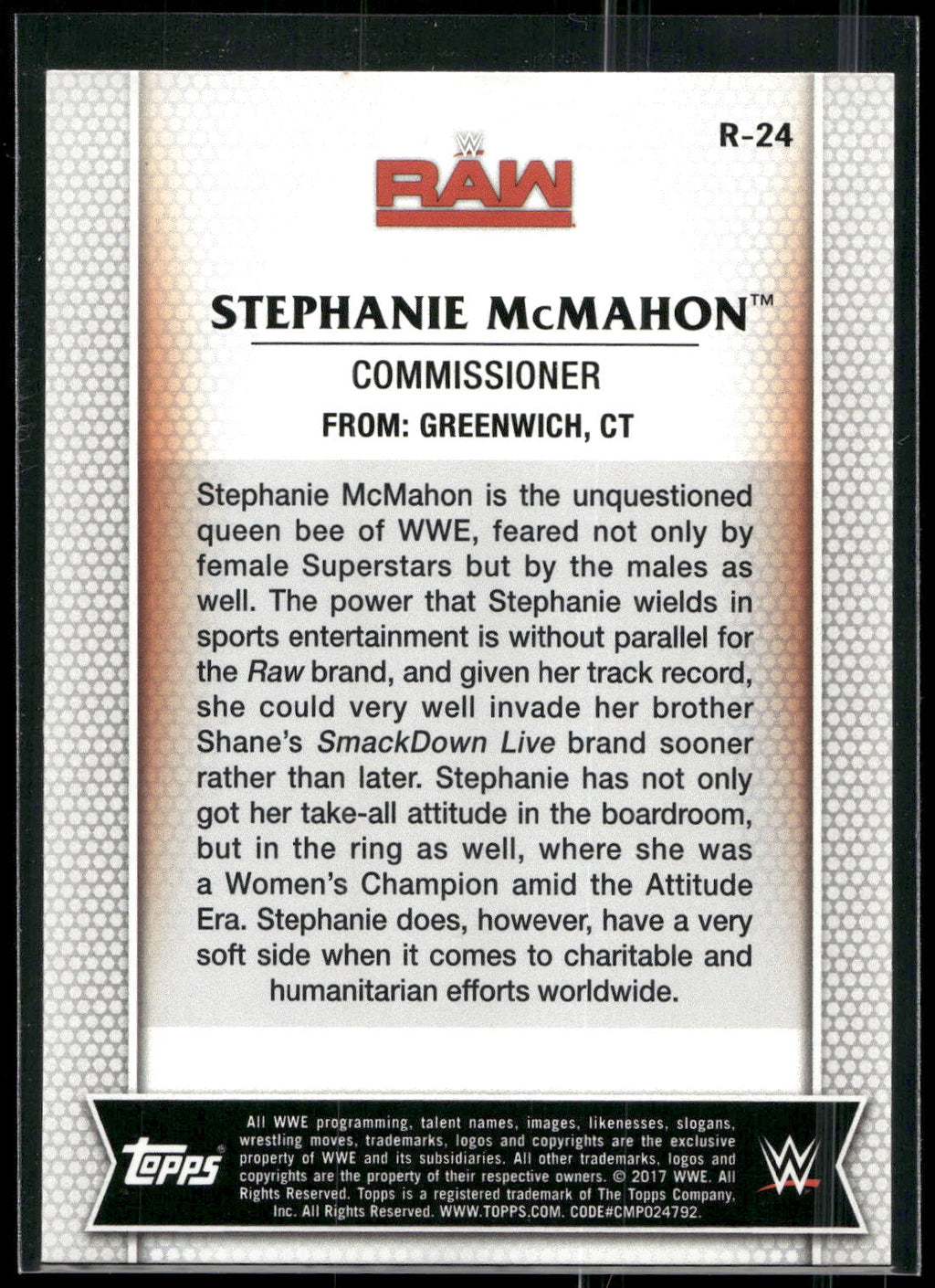 2017 Topps WWE Women's Division #R-24 Stephanie McMahon