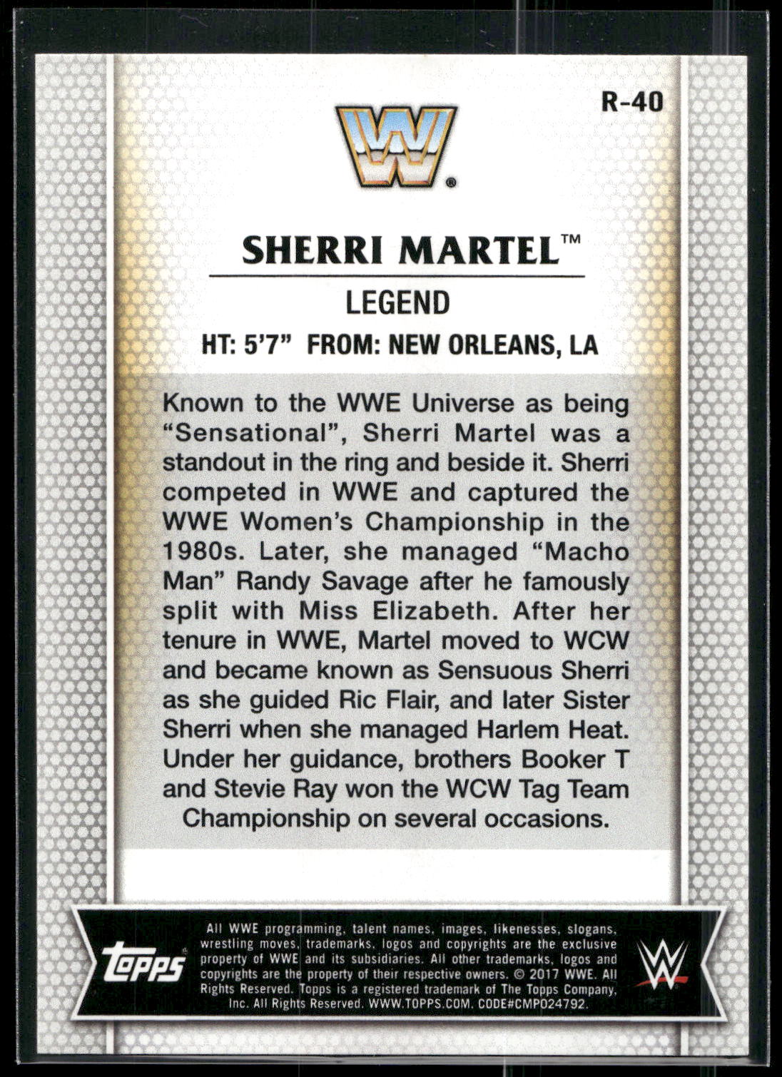 2017 Topps WWE Women's Division #R-40 Sherri Martel