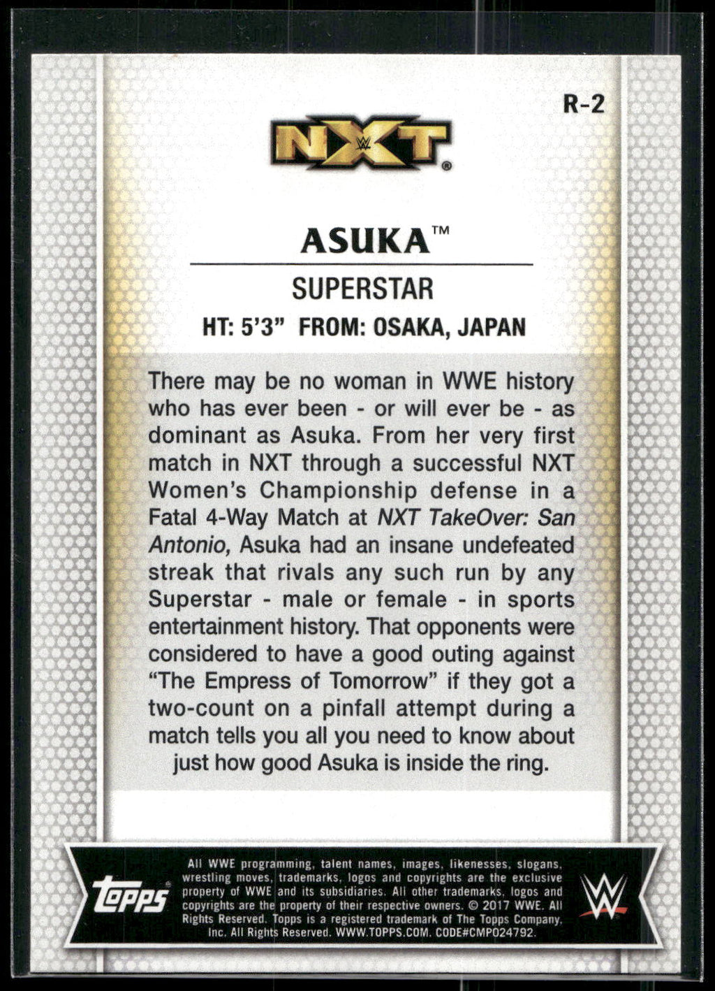 2017 Topps WWE Women's Division #R-2 Asuka