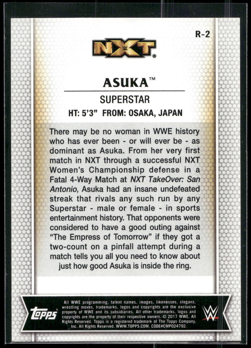 2017 Topps WWE Women's Division #R-2 Asuka