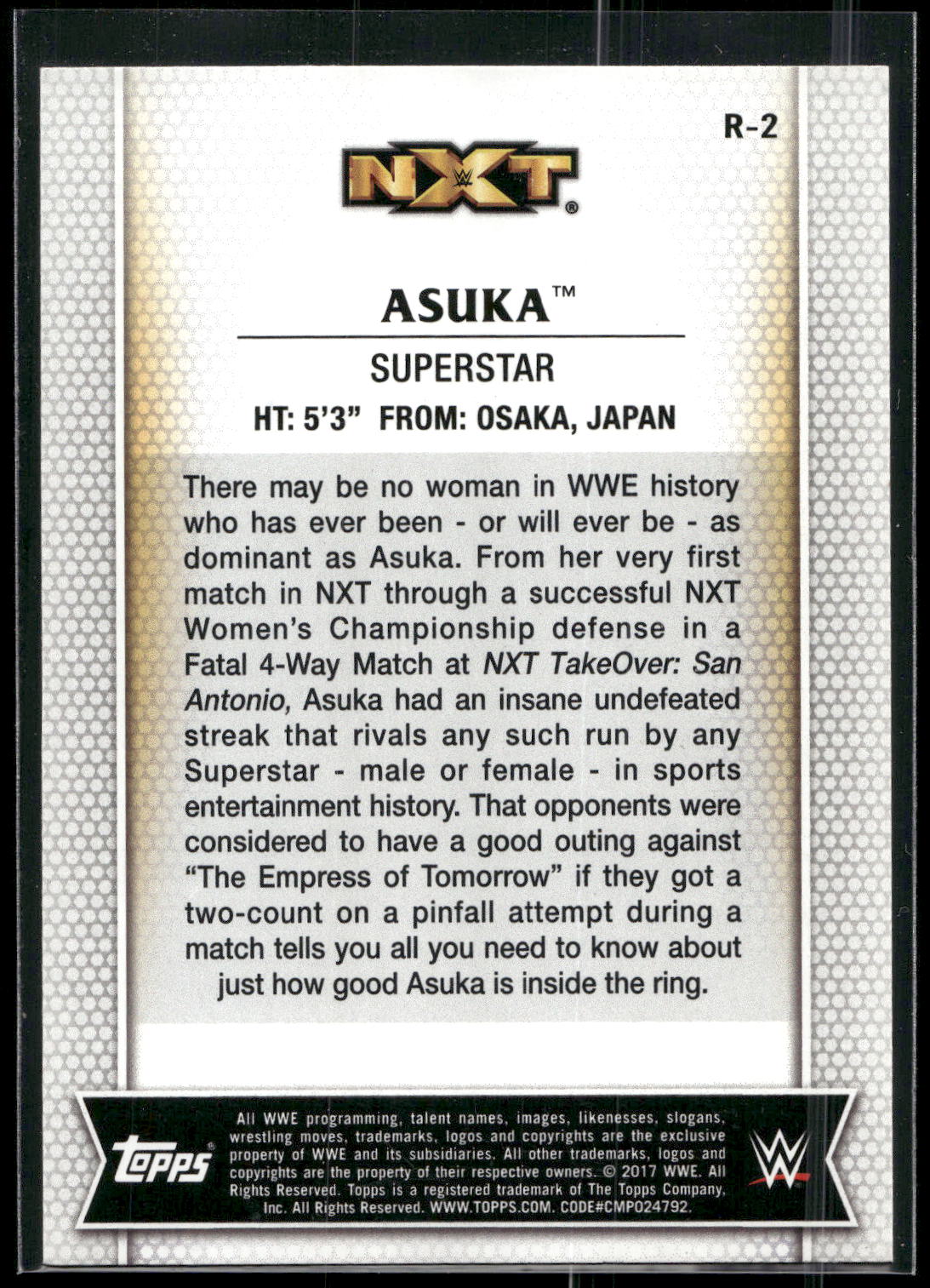 2017 Topps WWE Women's Division #R-2 Asuka