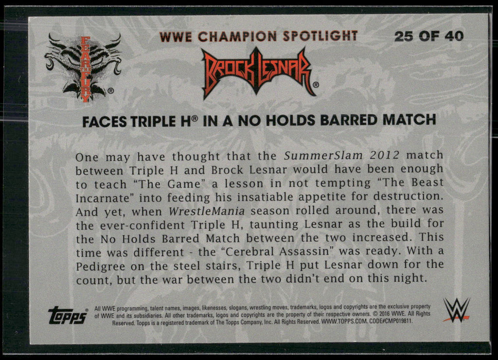 2016 Topps WWE Heritage #25 Brock Lesnar Brock Lesnar Tribute