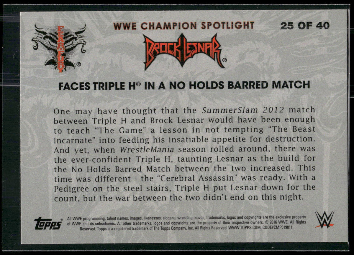 2016 Topps WWE Heritage #25 Brock Lesnar Brock Lesnar Tribute