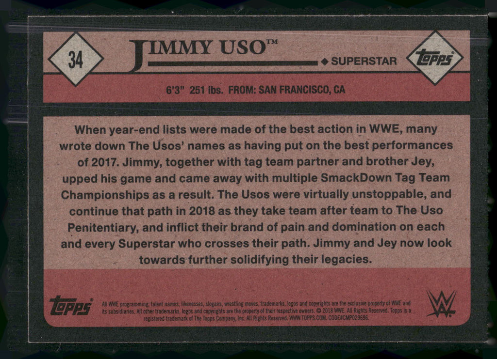 2018 Topps WWE Heritage #34 Jimmy Uso