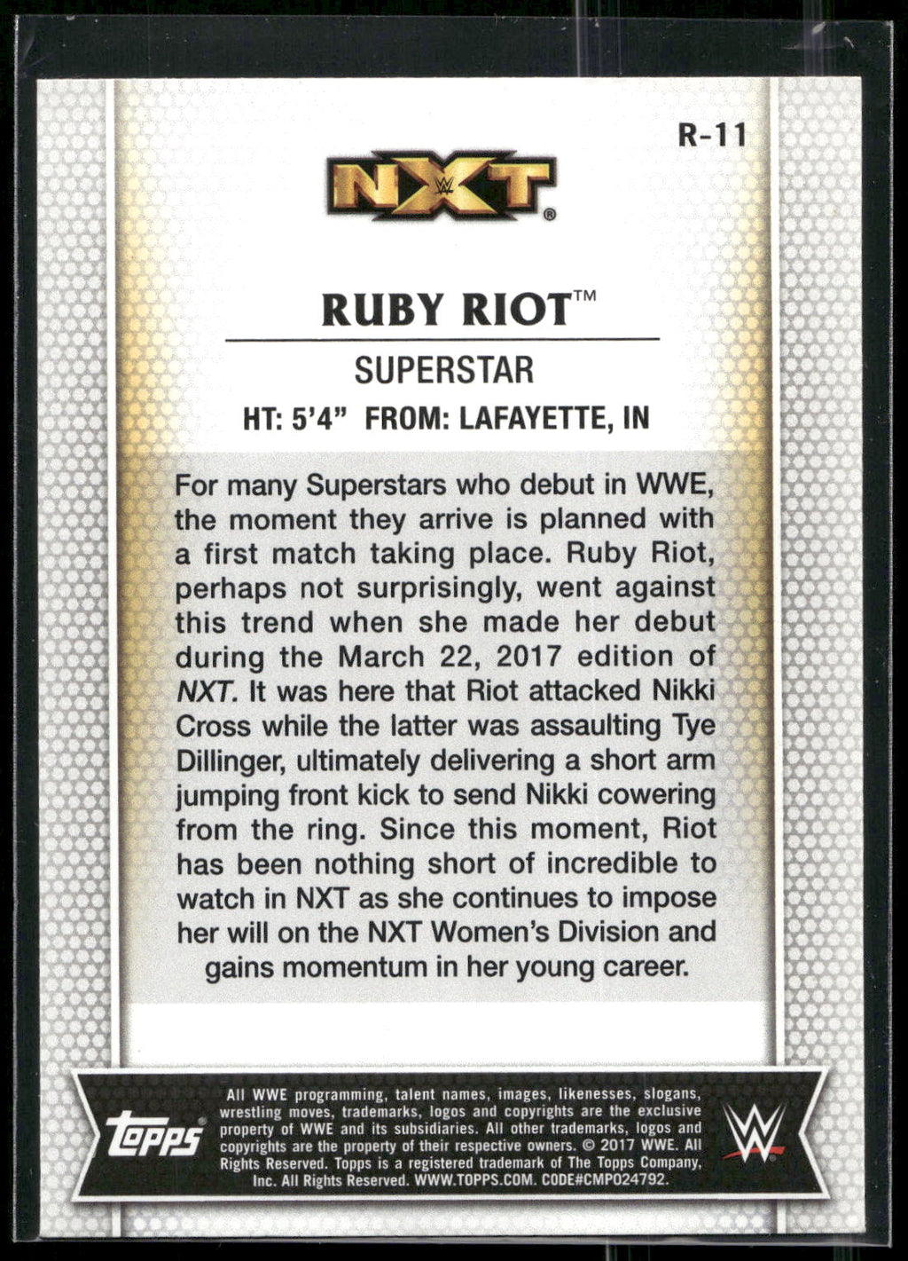 2017 Topps WWE Women's Division #R-11 Ruby Riot