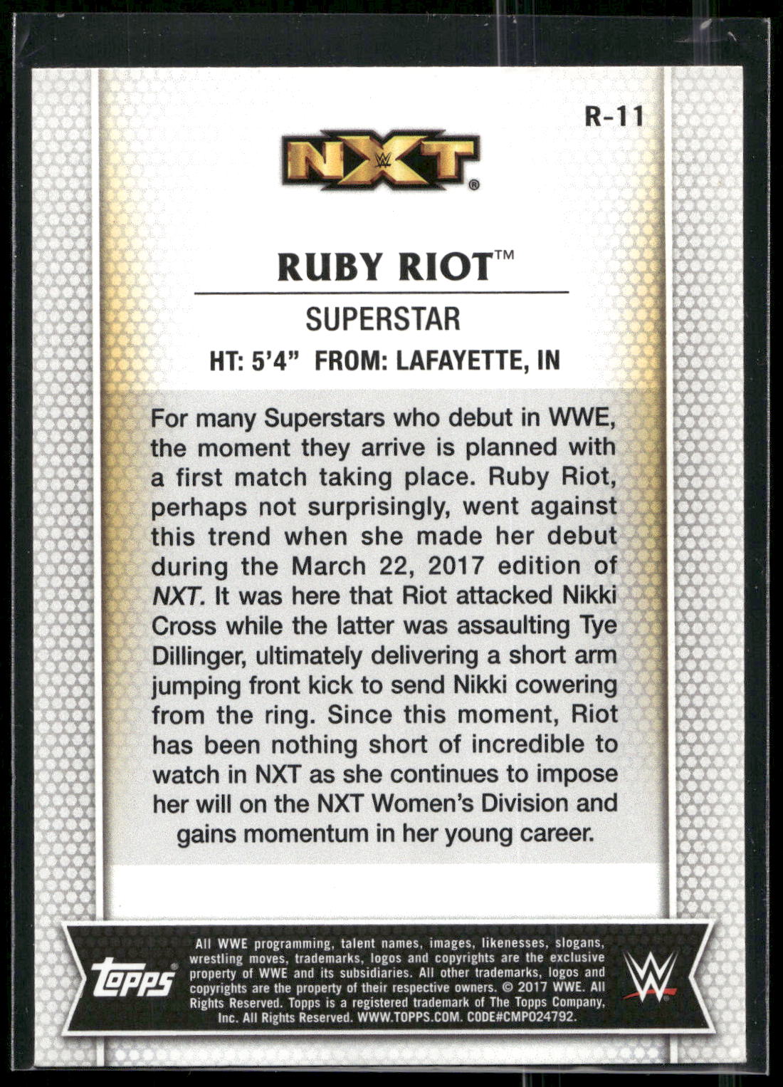 2017 Topps WWE Women's Division #R-11 Ruby Riot