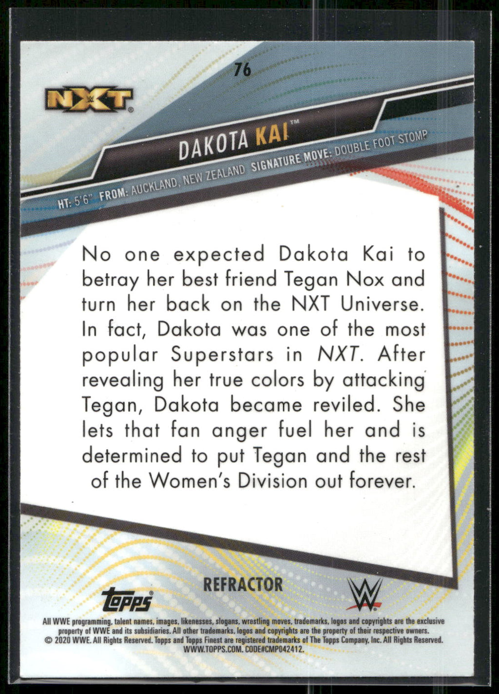 2020 Topps WWE Finest #76 Dakota Kai Refractor