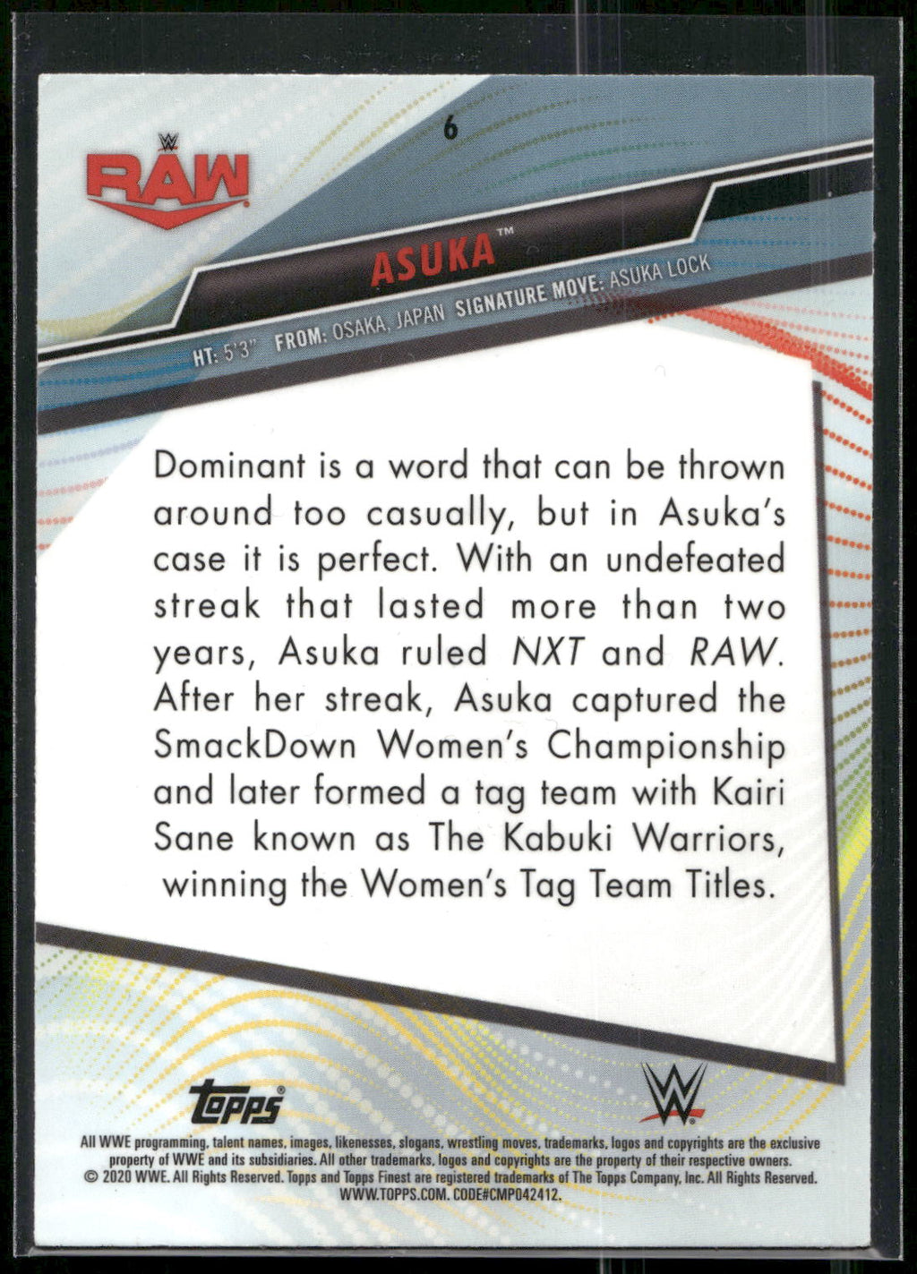 2020 Topps WWE Finest #6 Asuka