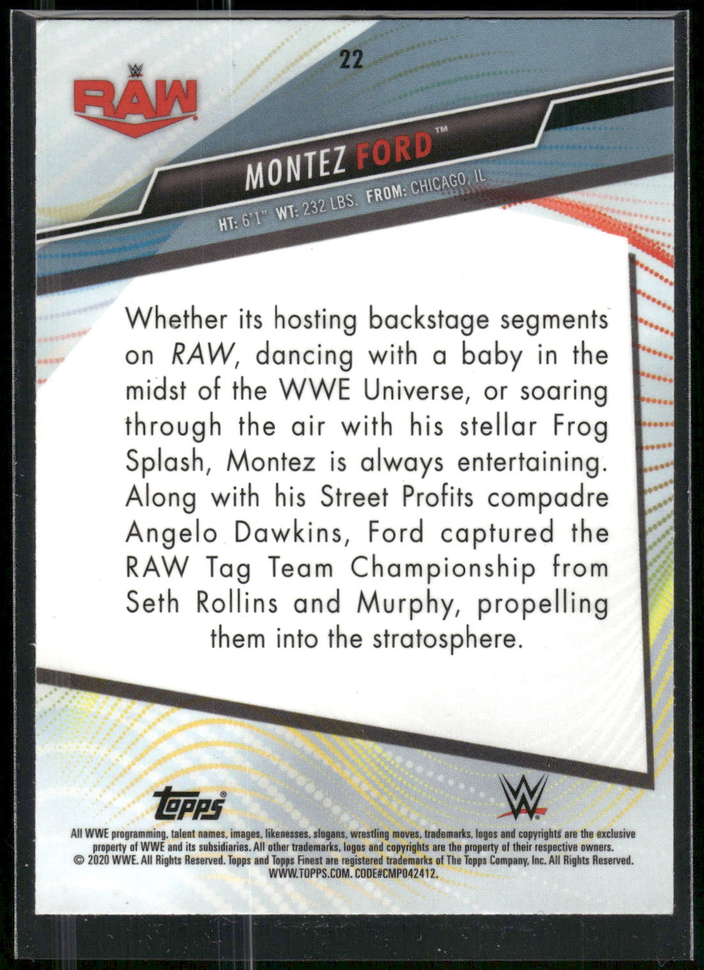2020 Topps WWE Finest #22 Montez Ford
