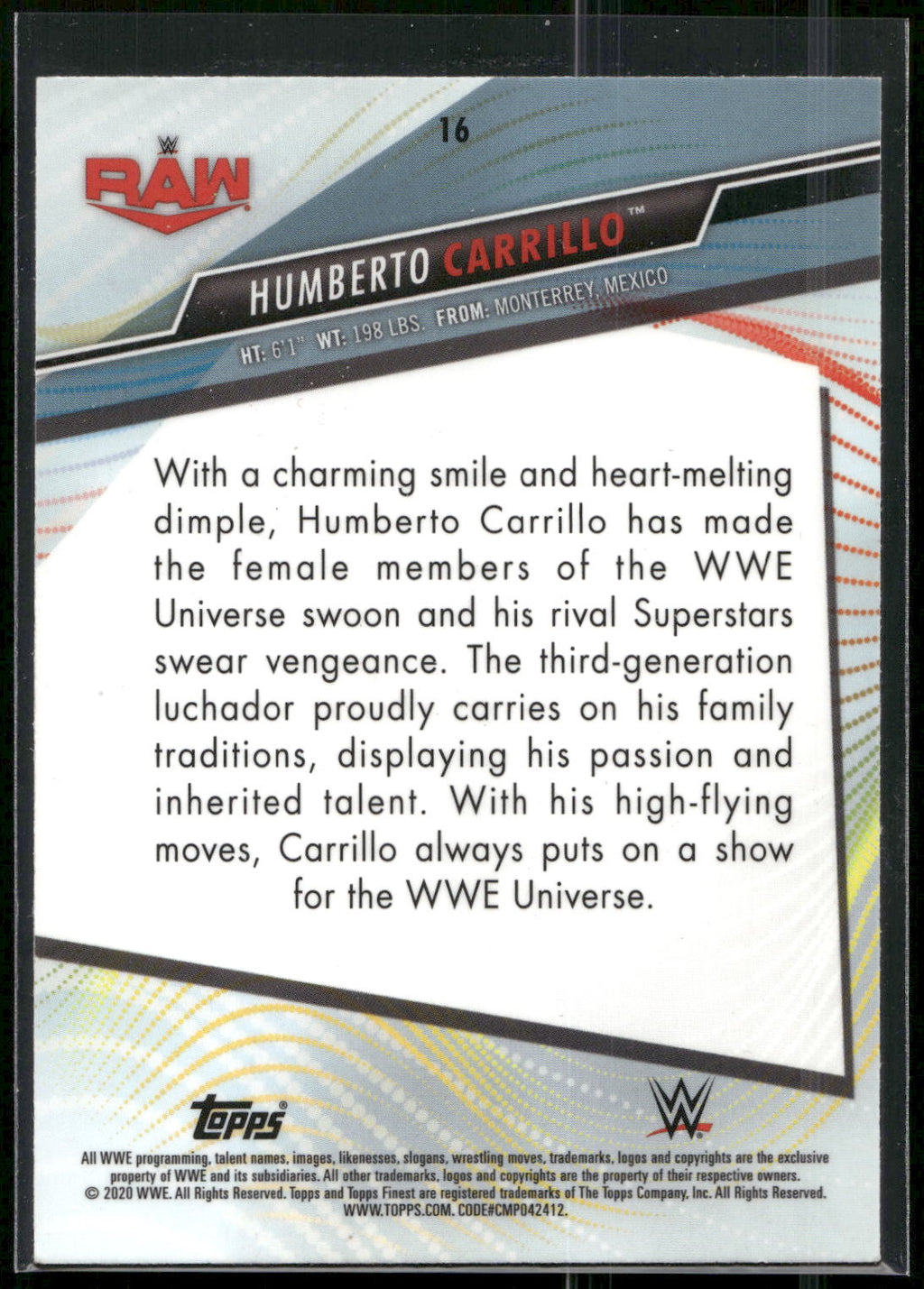 2020 Topps WWE Finest #16 Humberto Carrillo