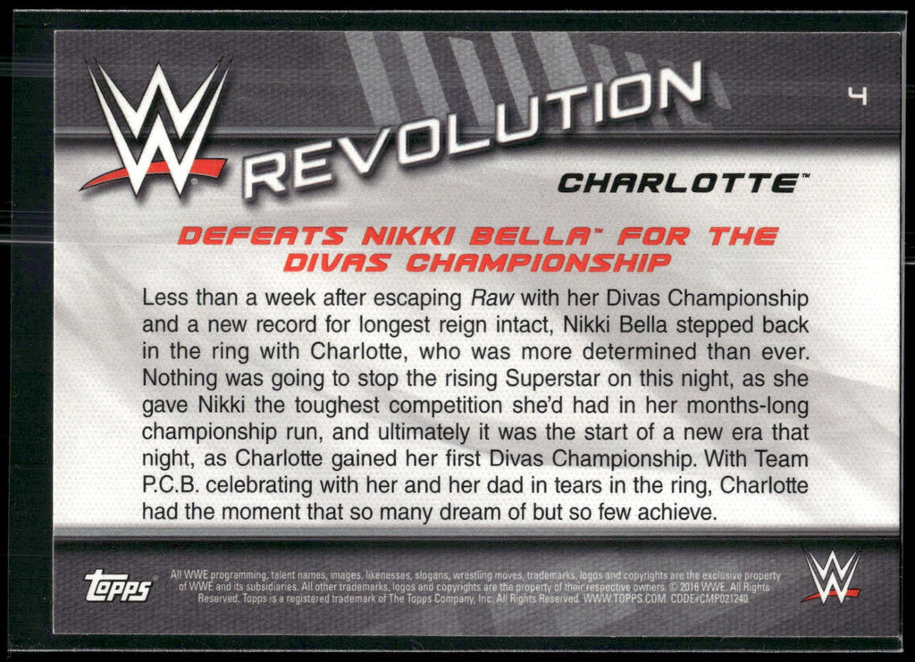 2016 Topps WWE Divas Revolution #4 Charlotte The Revolution