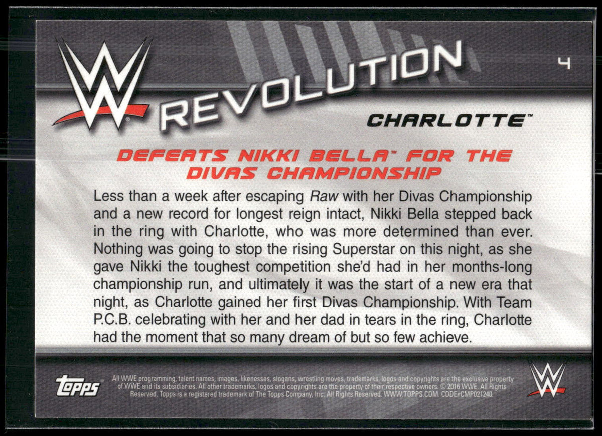 2016 Topps WWE Divas Revolution #4 Charlotte The Revolution