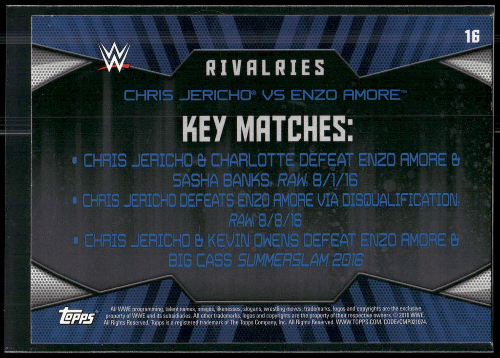 2016 Topps WWE Then Now Forever #16 Enzo Amore / Chris Jericho Rivalries WWE