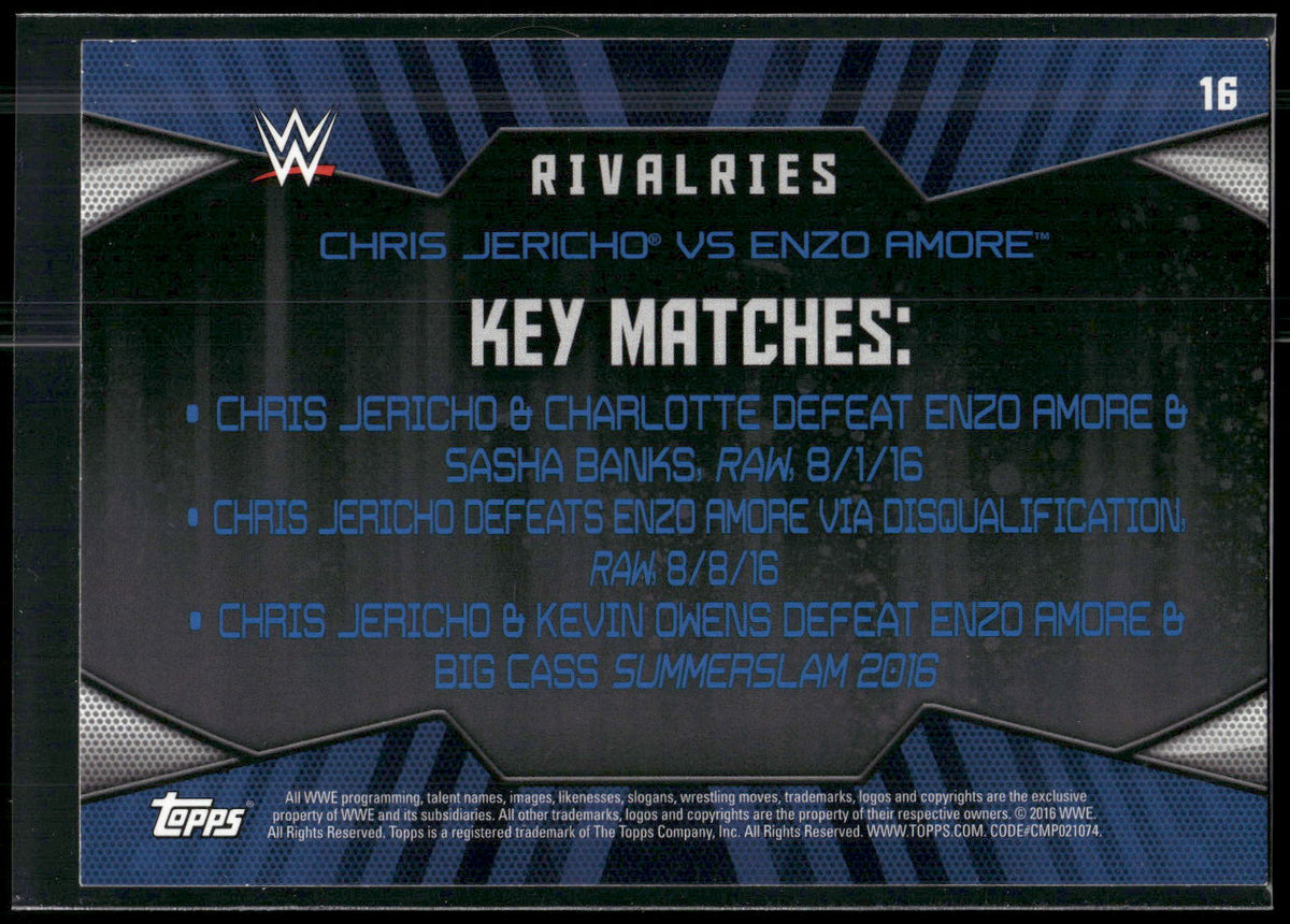 2016 Topps WWE Then Now Forever #16 Enzo Amore / Chris Jericho Rivalries WWE