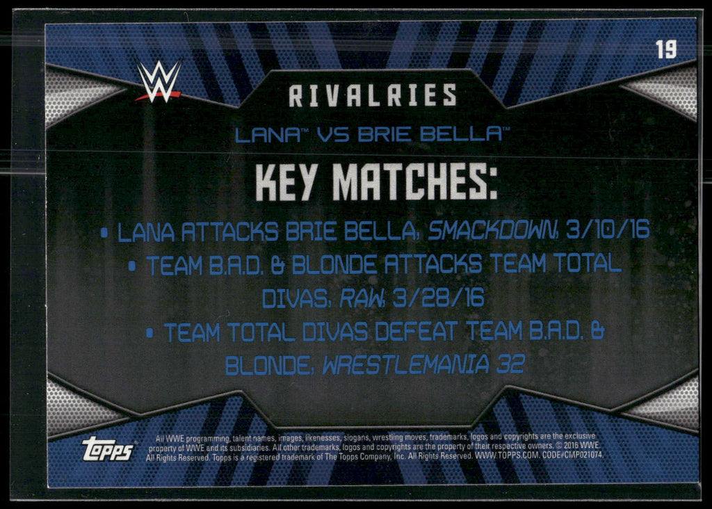 2016 Topps WWE Then Now Forever #19 Lana / Brie Bella Rivalries WWE