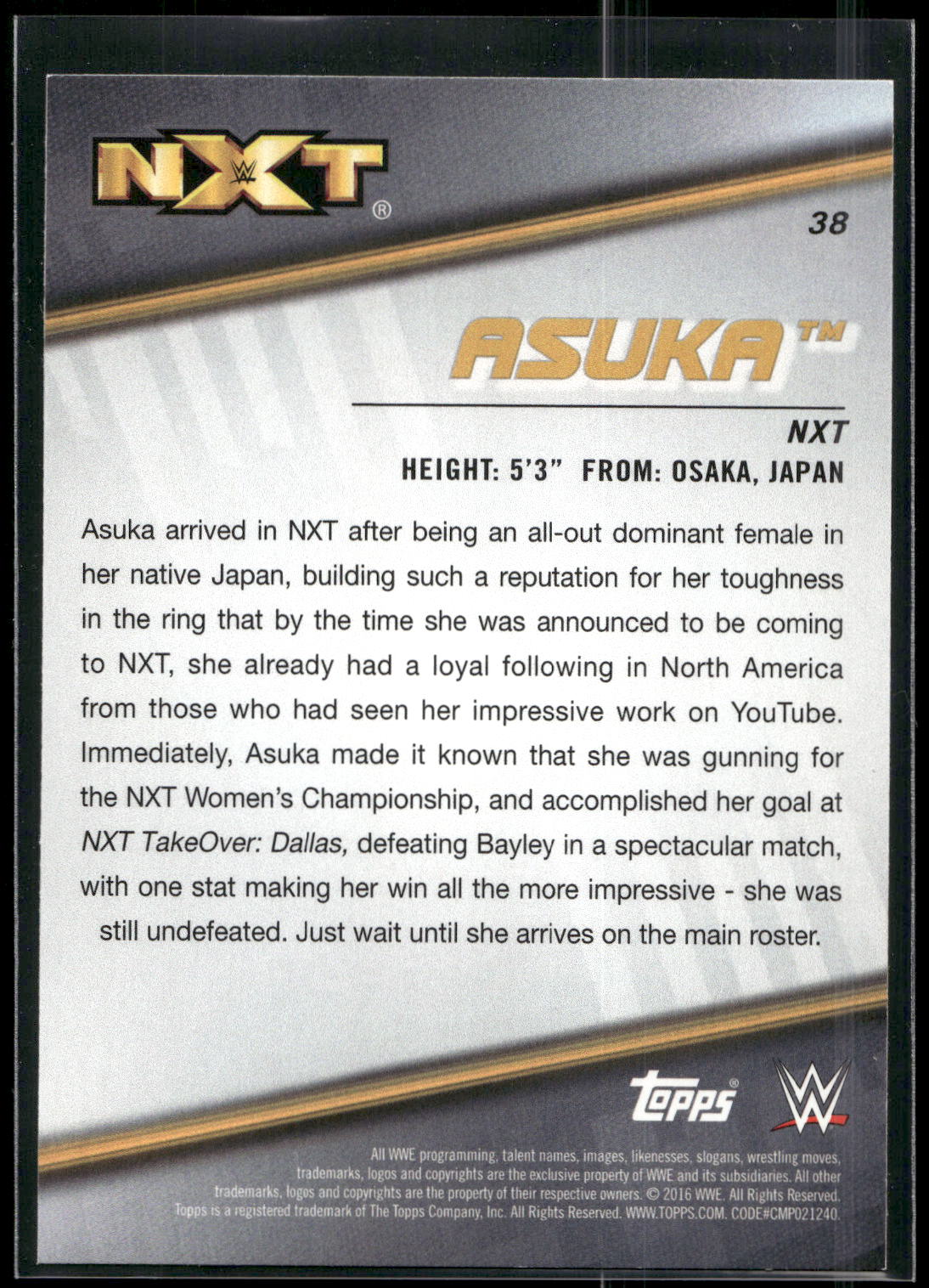 2016 Topps WWE Divas Revolution #38 Asuka