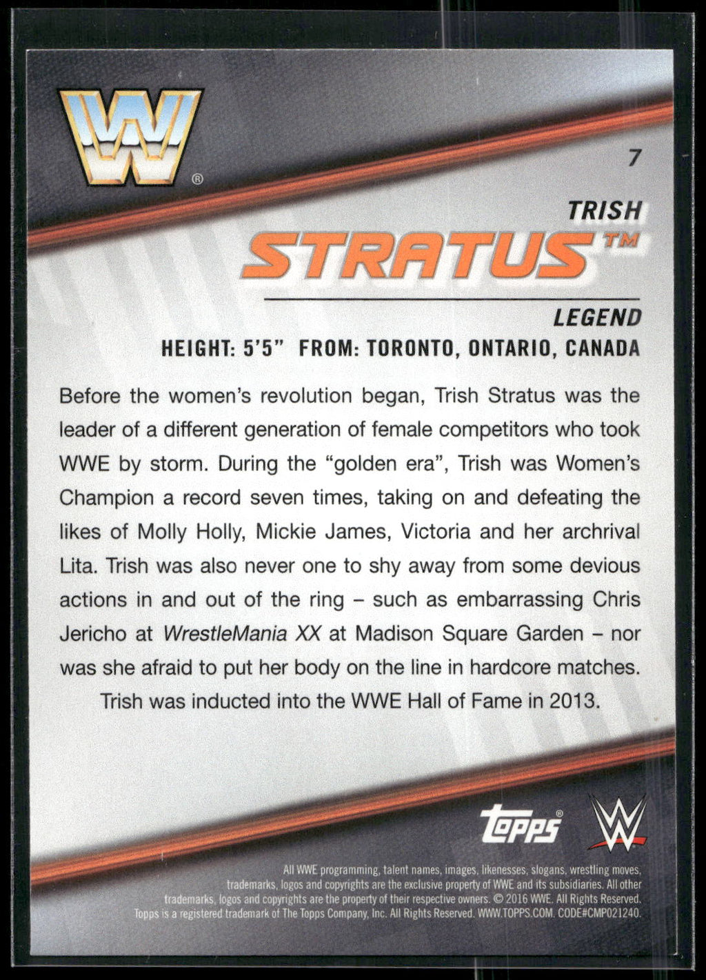 2016 Topps WWE Divas Revolution #7 Trish Stratus