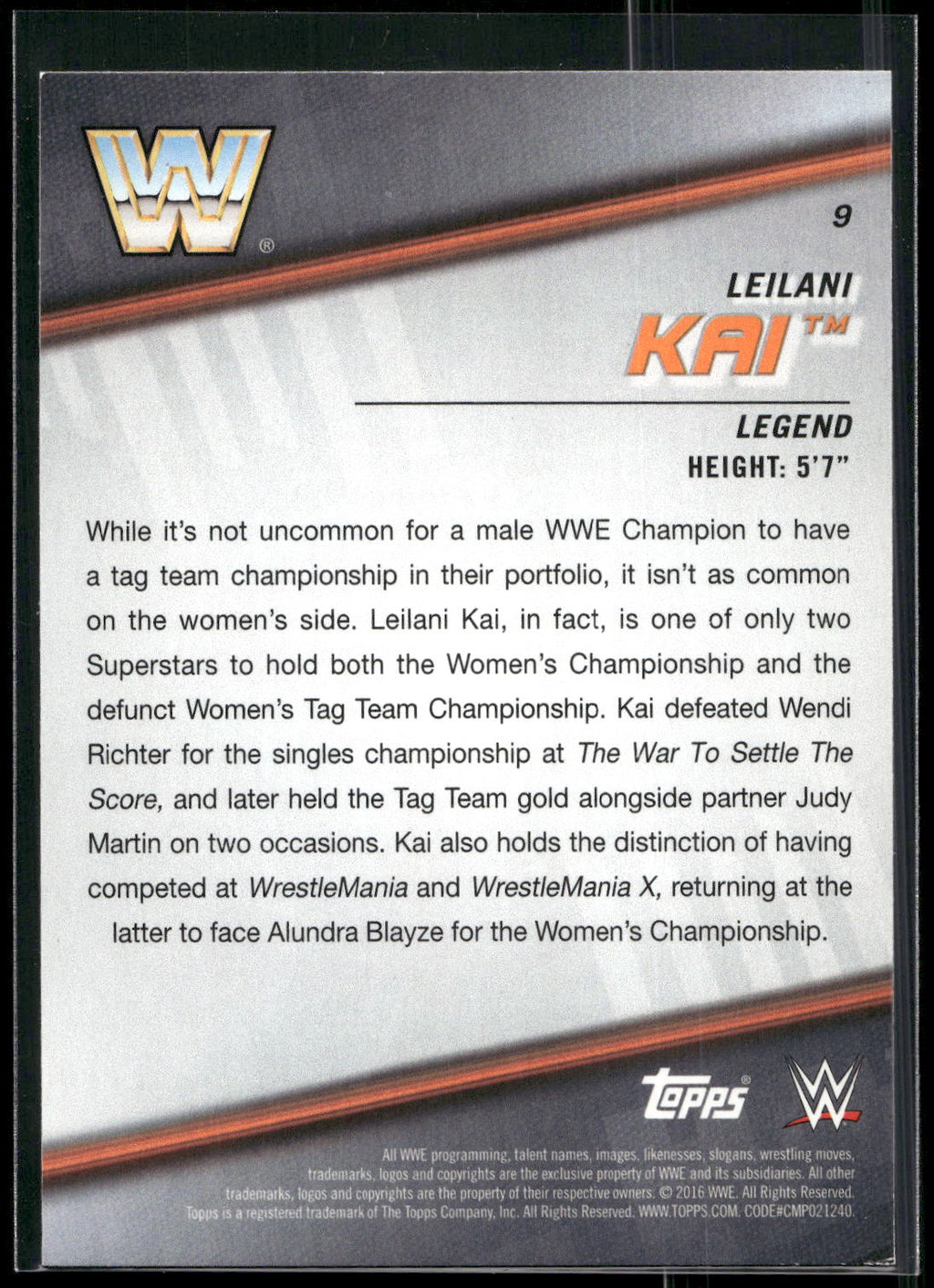 2016 Topps WWE Divas Revolution #9 Leilani Kai