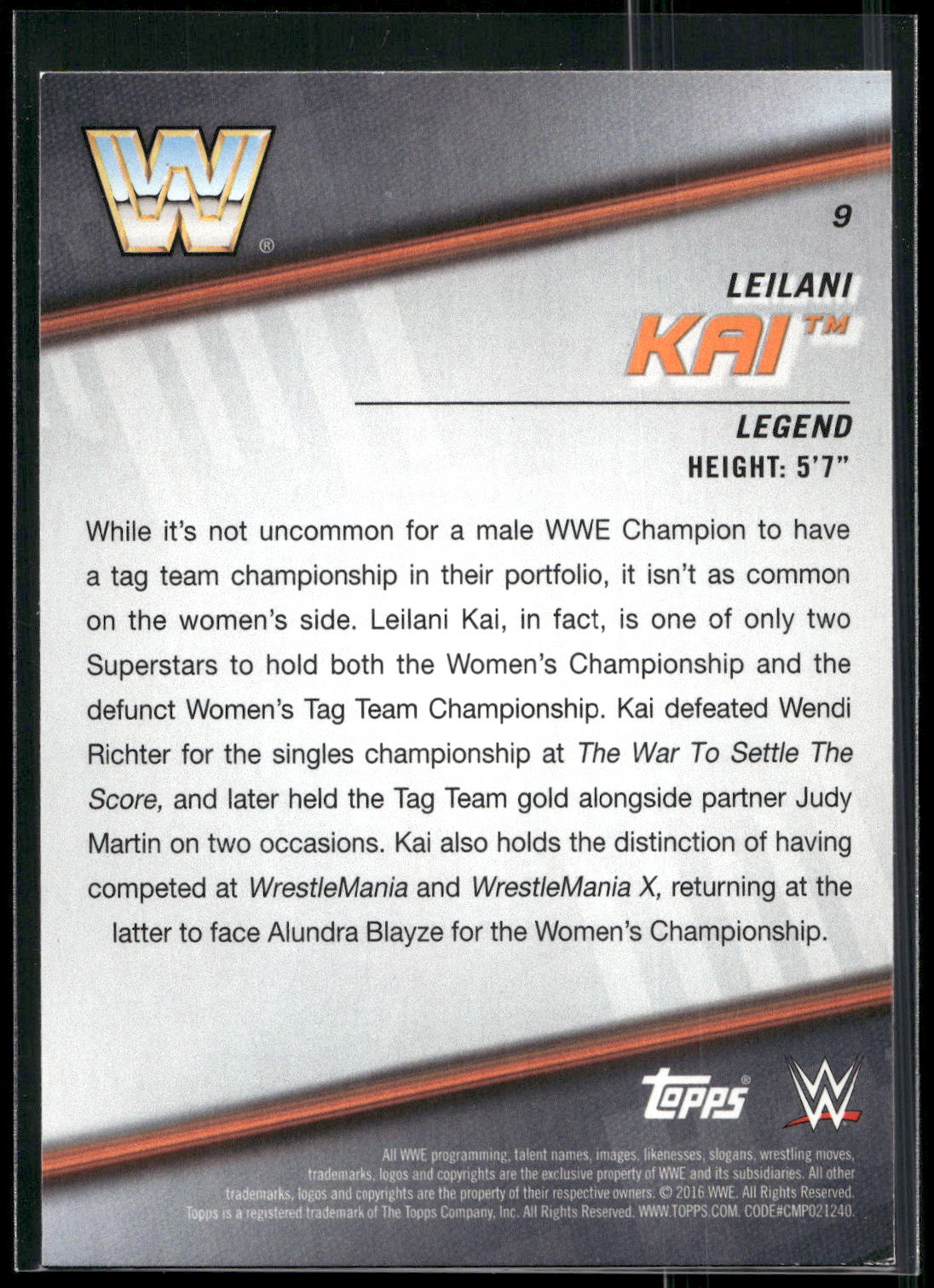 2016 Topps WWE Divas Revolution #9 Leilani Kai