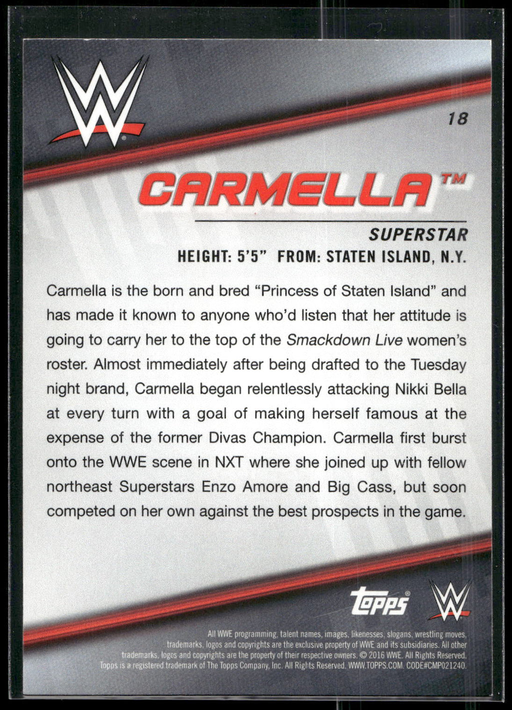 2016 Topps WWE Divas Revolution #18 Carmella