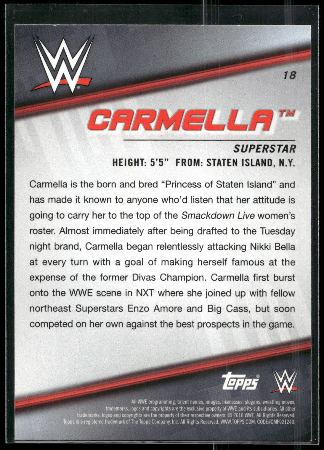 2016 Topps WWE Divas Revolution #18 Carmella