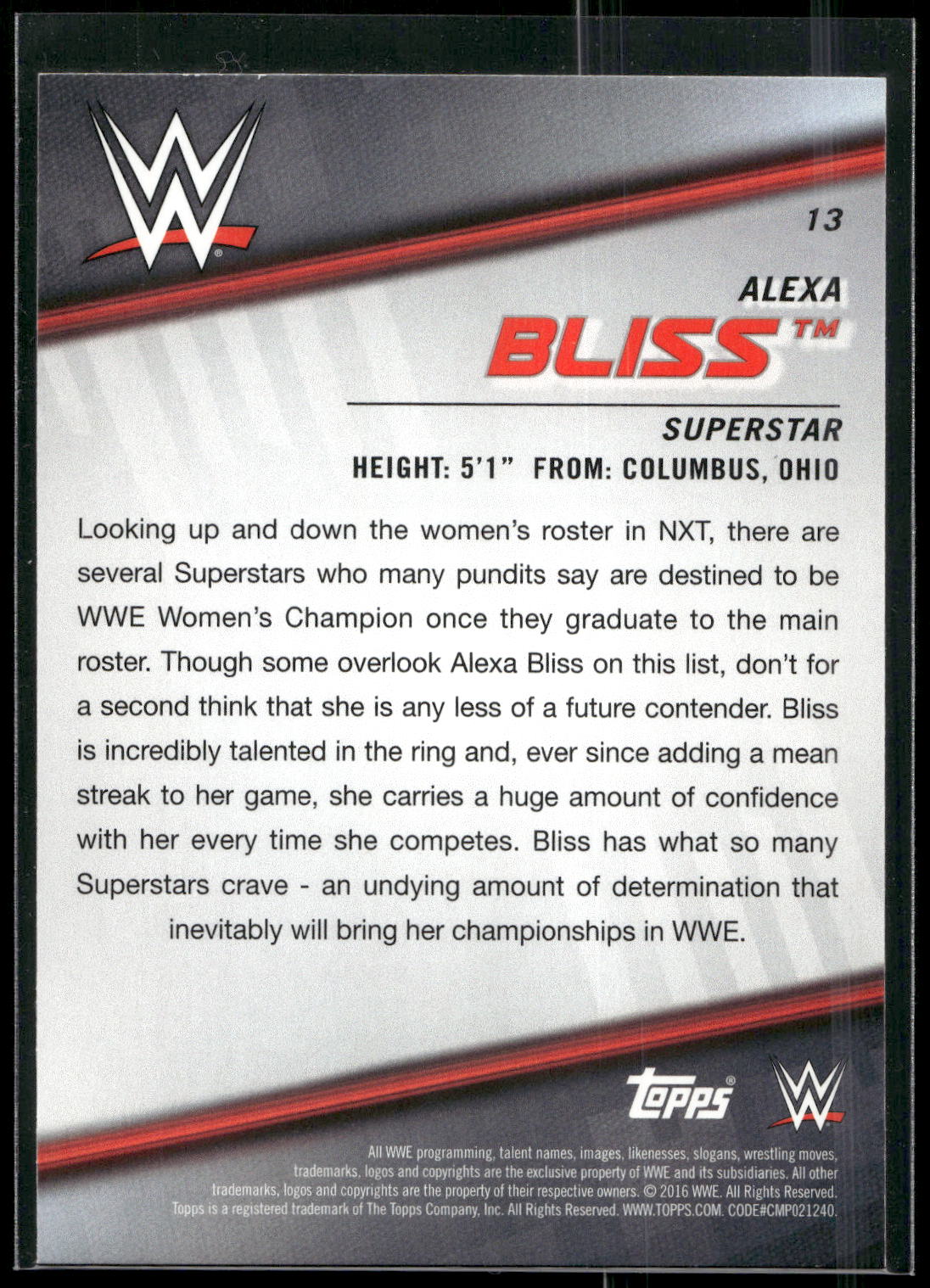 2016 Topps WWE Divas Revolution #13 Alexa Bliss