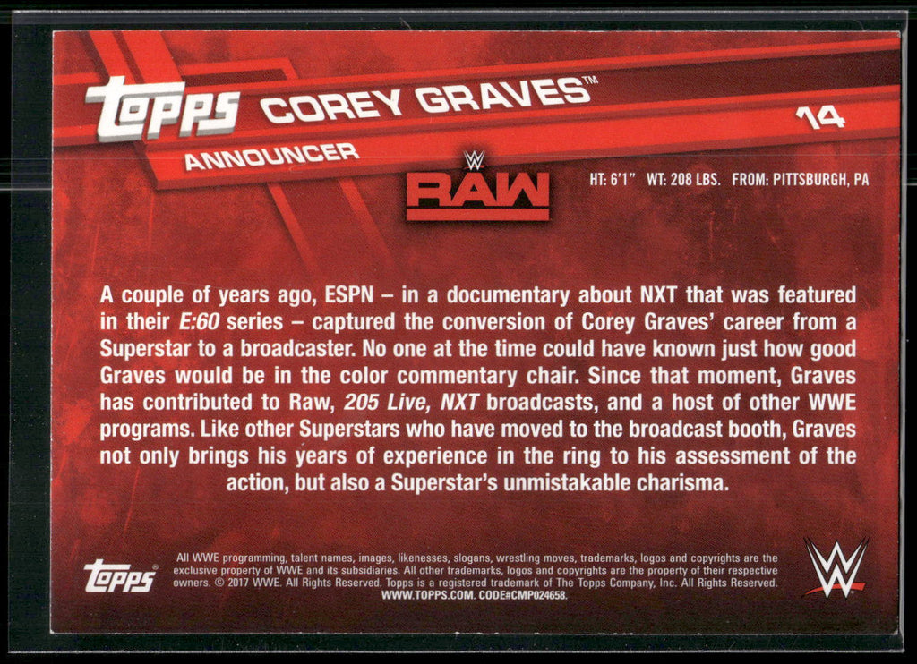 2017 Topps WWE #14 Corey Graves