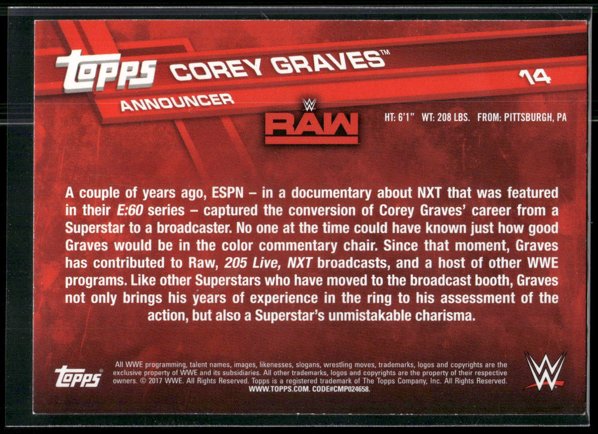 2017 Topps WWE #14 Corey Graves