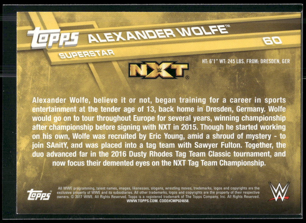 2017 Topps WWE #60 Alexander Wolfe