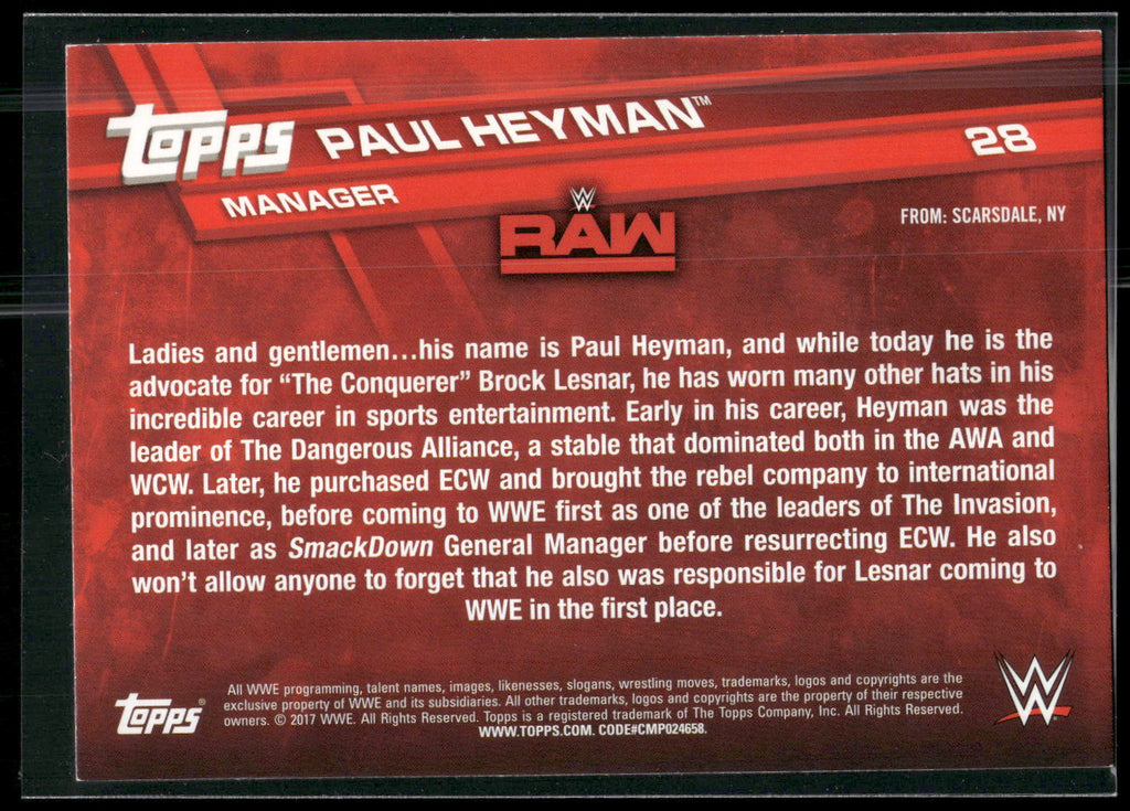 2017 Topps WWE #28 Paul Heyman