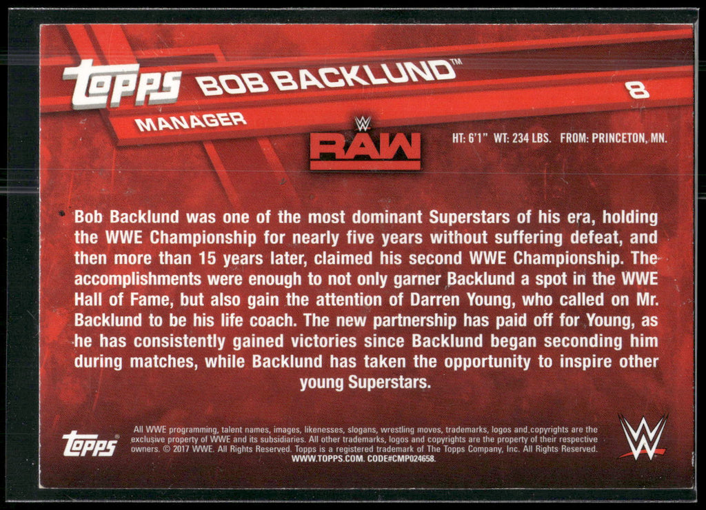 2017 Topps WWE #8 Bob Backlund