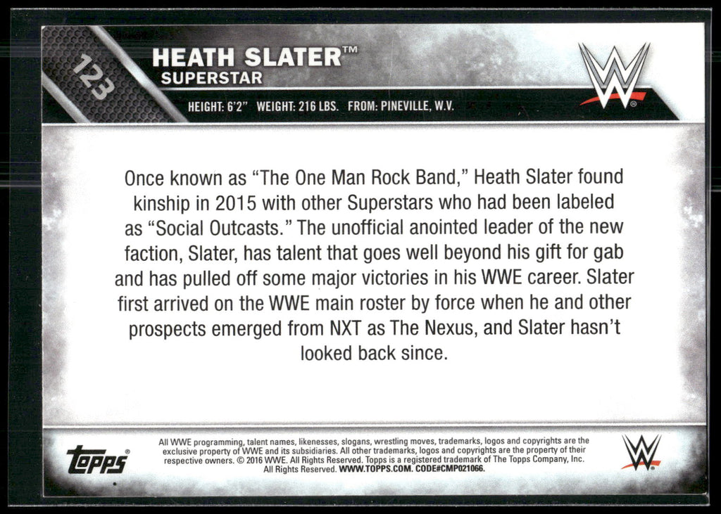 2016 Topps WWE Then Now Forever #123 Heath Slater