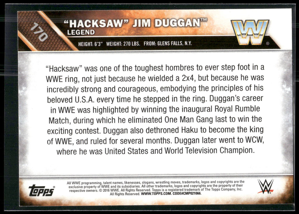 2016 Topps WWE Then Now Forever #170 "Hacksaw" Jim Duggan