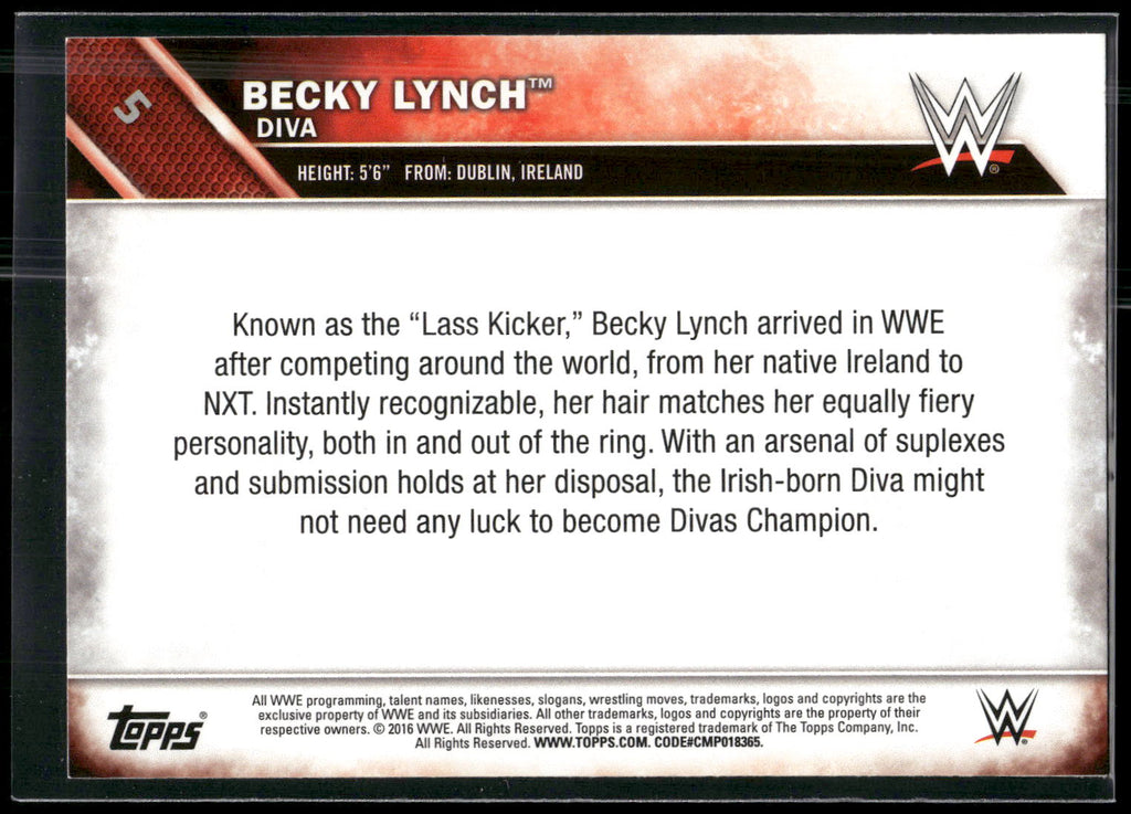2016 Topps WWE #5 Becky Lynch
