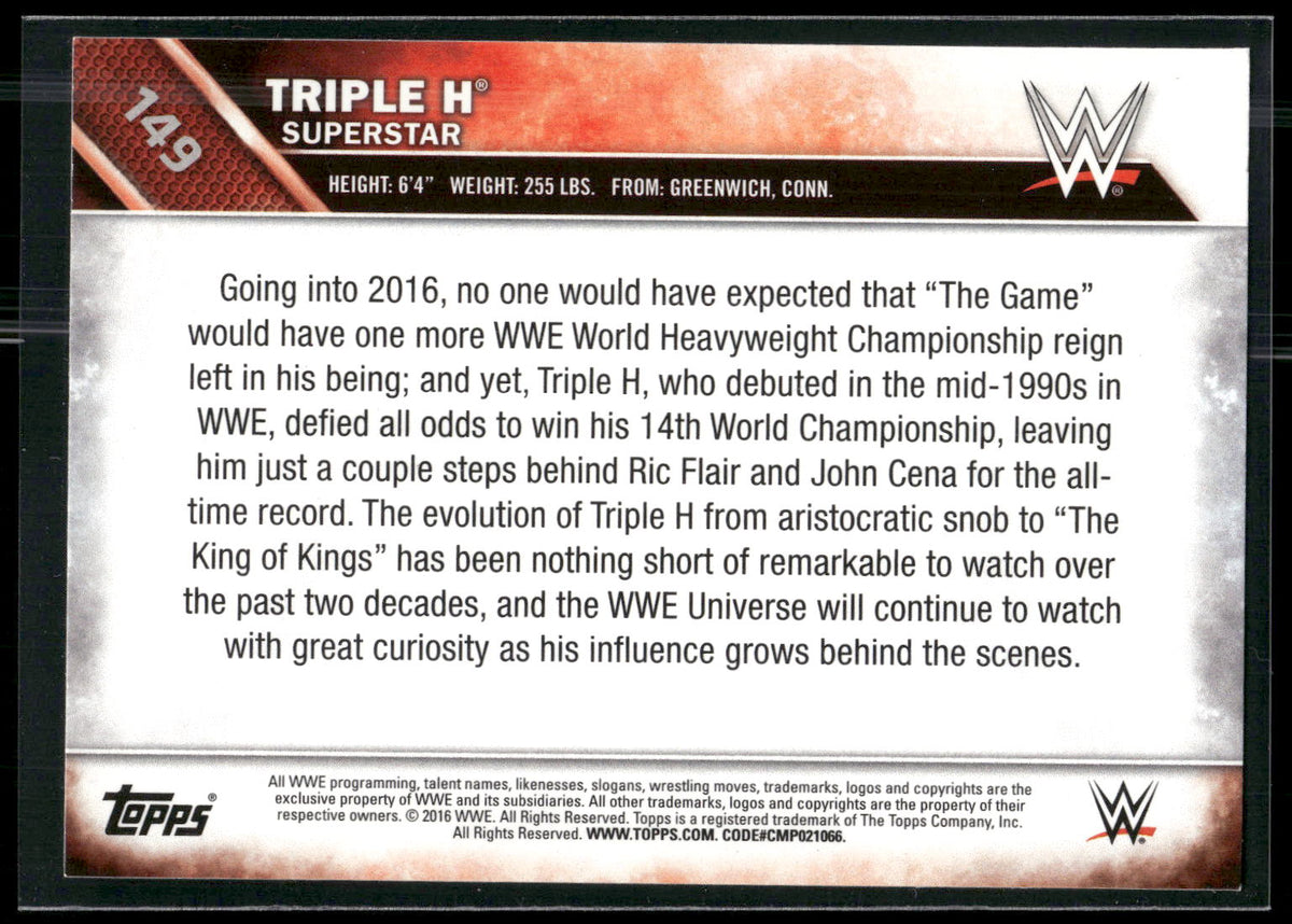 2016 Topps WWE Then Now Forever #149 Triple H