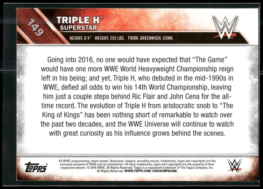 2016 Topps WWE Then Now Forever #149 Triple H