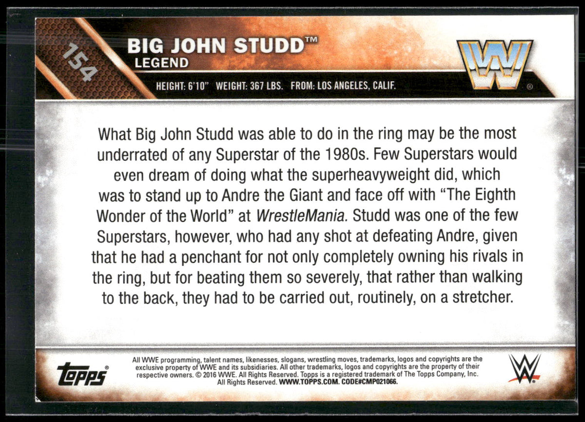 2016 Topps WWE Then Now Forever #154 Big John Studd