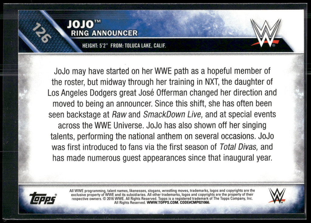 2016 Topps WWE Then Now Forever #126 JoJo