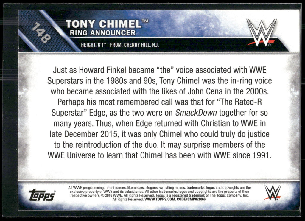 2016 Topps WWE Then Now Forever #148 Tony Chimel