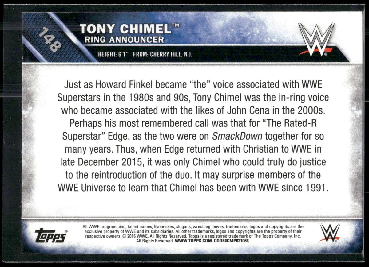 2016 Topps WWE Then Now Forever #148 Tony Chimel