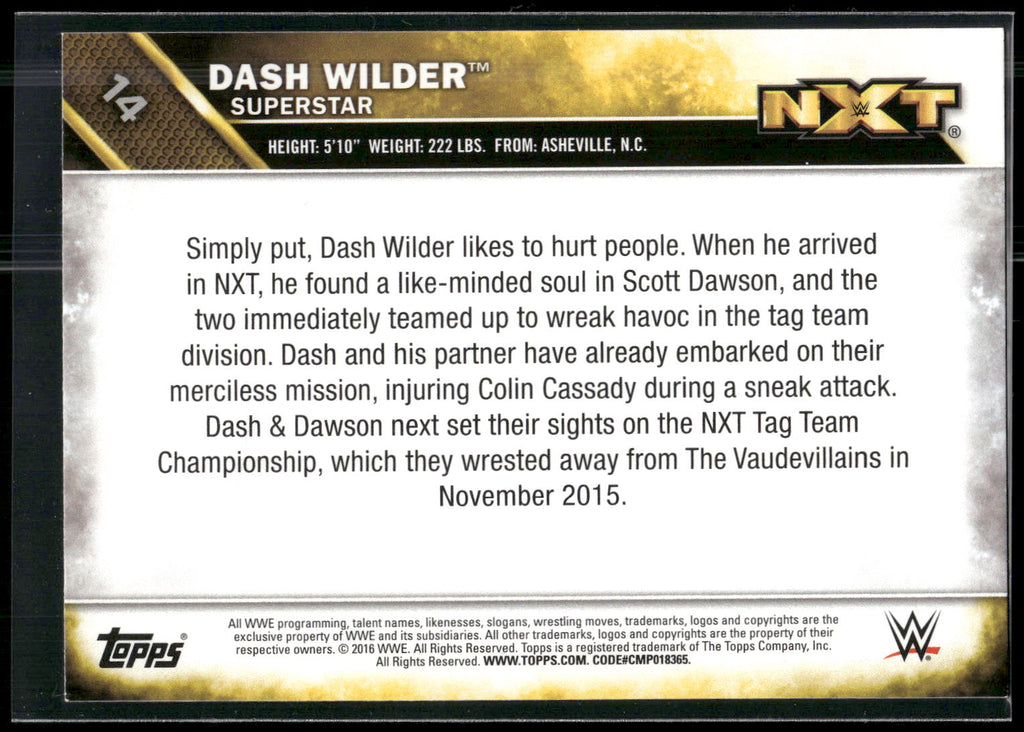 2016 Topps WWE #14 Dash Wilder NXT