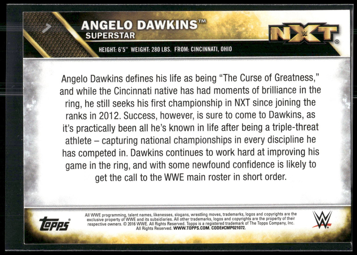 2016 Topps WWE Then Now Forever #1 Angelo Dawkins NXT Prospects