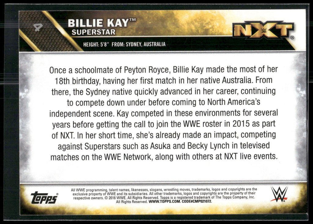 2016 Topps WWE Then Now Forever #4 Billie Kay NXT Prospects