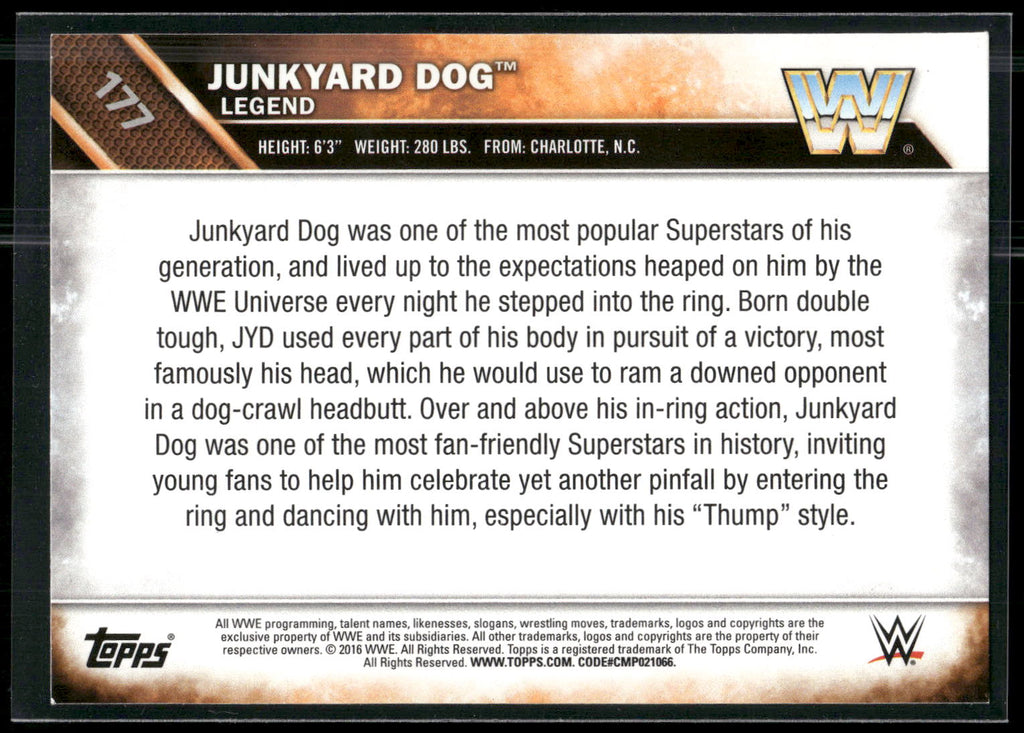 2016 Topps WWE Then Now Forever #177 Junkyard Dog